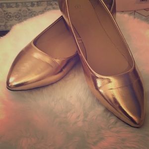 Metallic Rose gold flats